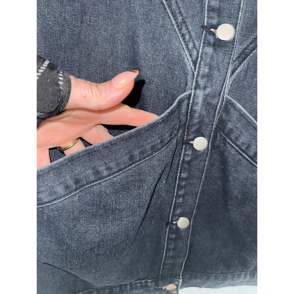 Dark gray wash vintage inspired sleeveless chore jacket women’s plus size 2X - Picture 5 of 10